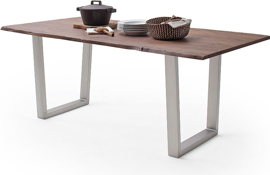 Baumkantentisch >Calabria< in Akazie walnussfarbig - 180x76,5x90 (BxHxT)