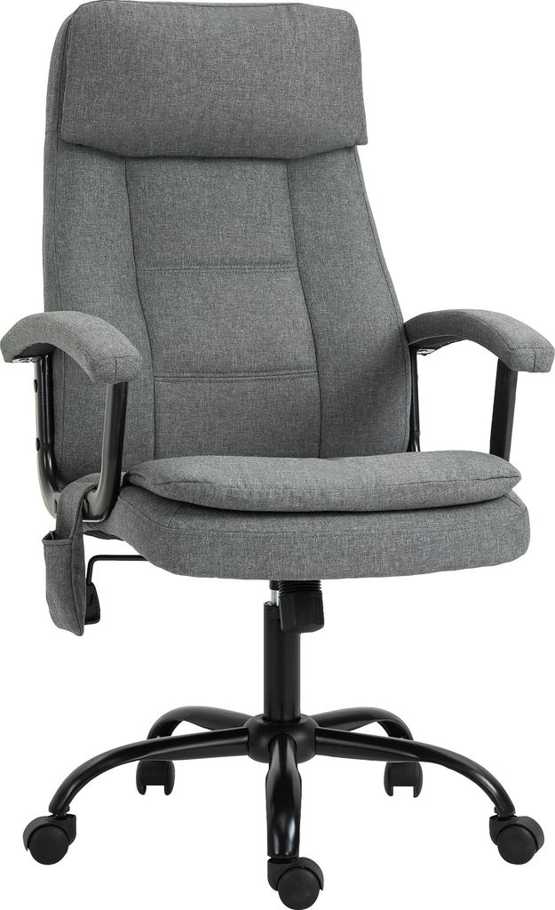 Höhenverstellbarer Gaming-Bürostuhl mit Massagefunktion, ergonomischer Drehsessel Grau 63x70x112-121cm Lendenwirbel-Massage Leinenoptik