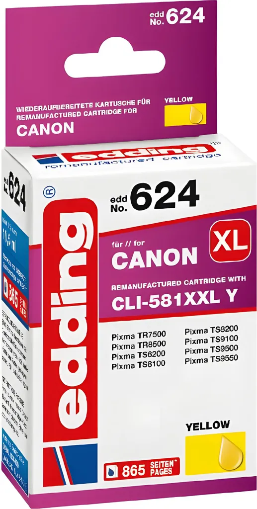 Cartouche edding EDD-624 Jaune : remplacez votre Canon CLI-581XXL Y sans erreur