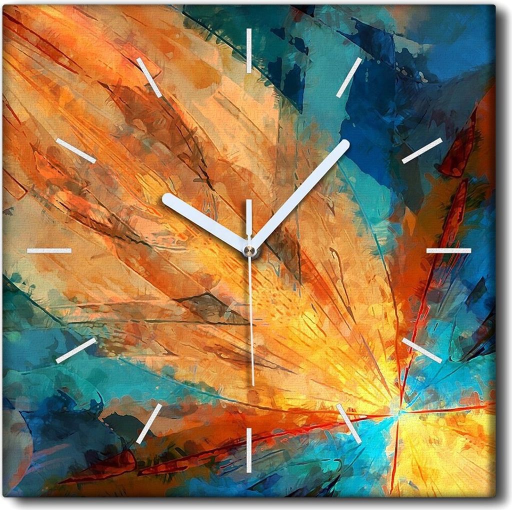 Coloray Uhr auf Leinwand 30x30 cm Wand Uhr Dekoration Wohnzimmer Segeltuch weiße Zeiger -Abstraktion Kunstkunst