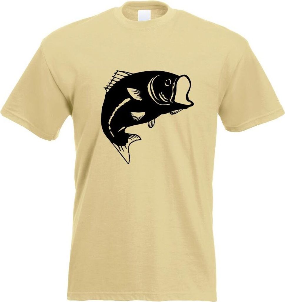 Kiwistar - T-Shirt - Khaki - Fisch Lachs Karpfen Motiv Bedruckt Funshirt Design Print - mit Motiv Bedruckt - Funshirt Design - Sport - Freizeit - H...