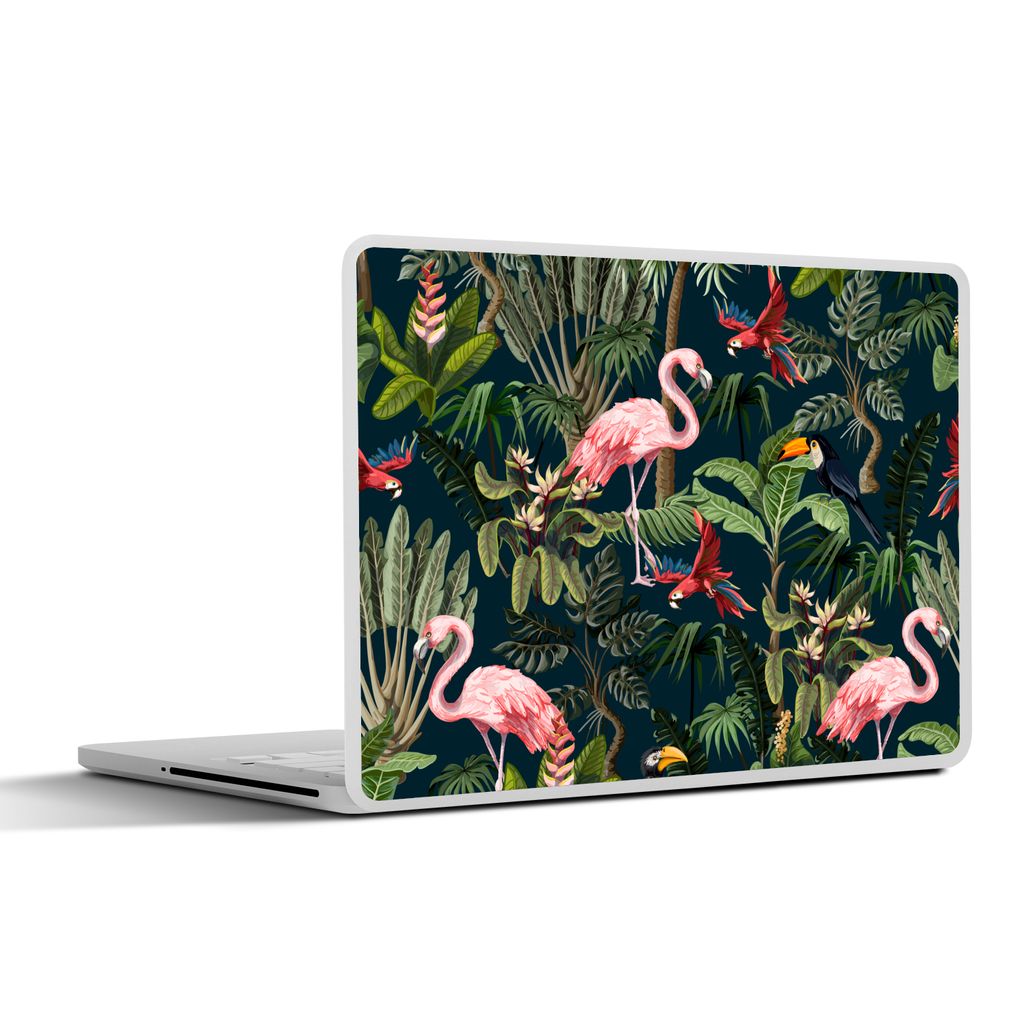 MuchoWow Laptop Aufkleber Sticker Cover Jungtiere - Muster - Kinder - Flamingo - Papagei - Kinder 31x22.5 cm - Laptop-Deko