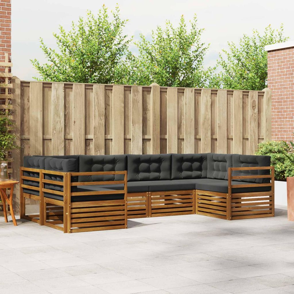 "SALE 2026"Sofagarnitur - CLORIS - Balkonmöbe/Sitzgruppe - 6 pcs - Moderne Design - Natur und Anthrazit Massivholz Akazie - Gartensofas NeuMöbel9...