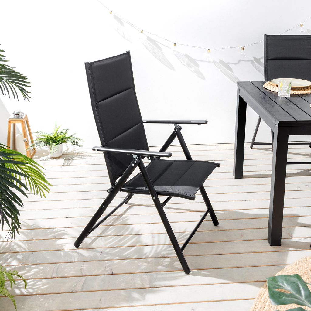 riess-ambiente Outdoor Gartenstuhl COMFORT LINE anthrazit zusammenklappbar wetterfest Hochlehner Stuhl