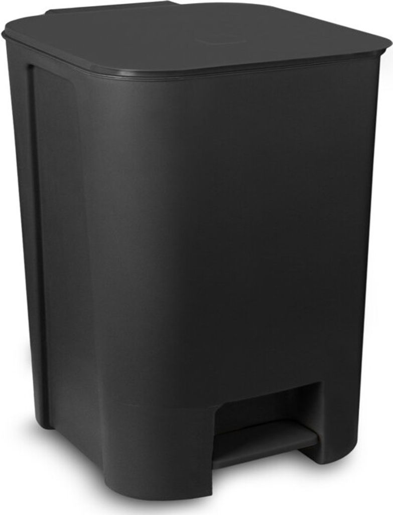 Kosz na śmieci z pokrywą i pedałem, czarny, 25 l - styl Zdjęcie produktu 