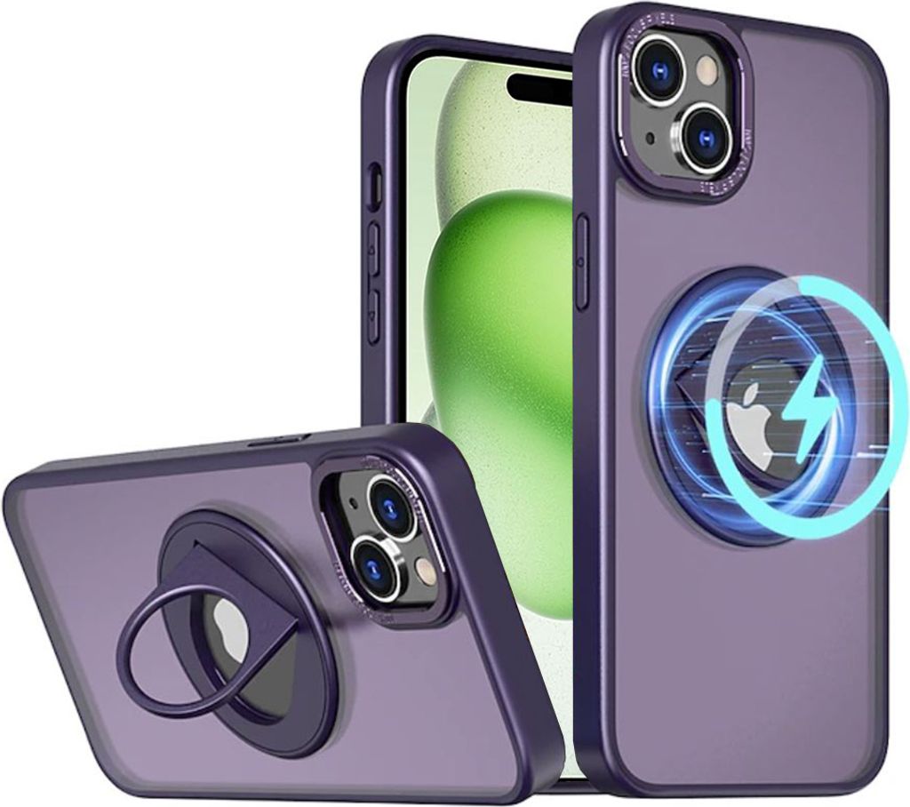 Techsuit Ghost Holder Back Cover Hülle mit MagSafe für Apple iPhone 15 Plus - Lila