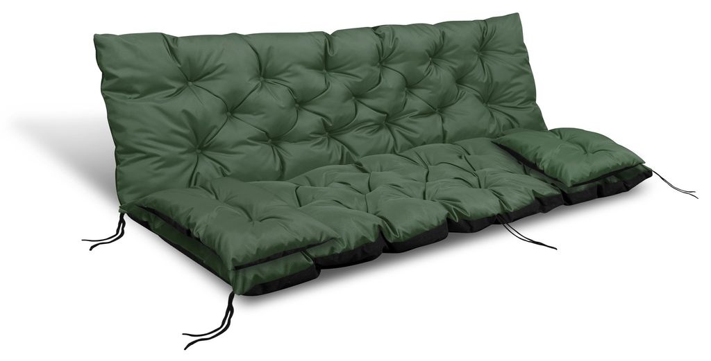 Gartenkissen 100x60x50 cm + 2 Kissen für Schaukelbank wasserdicht grün
