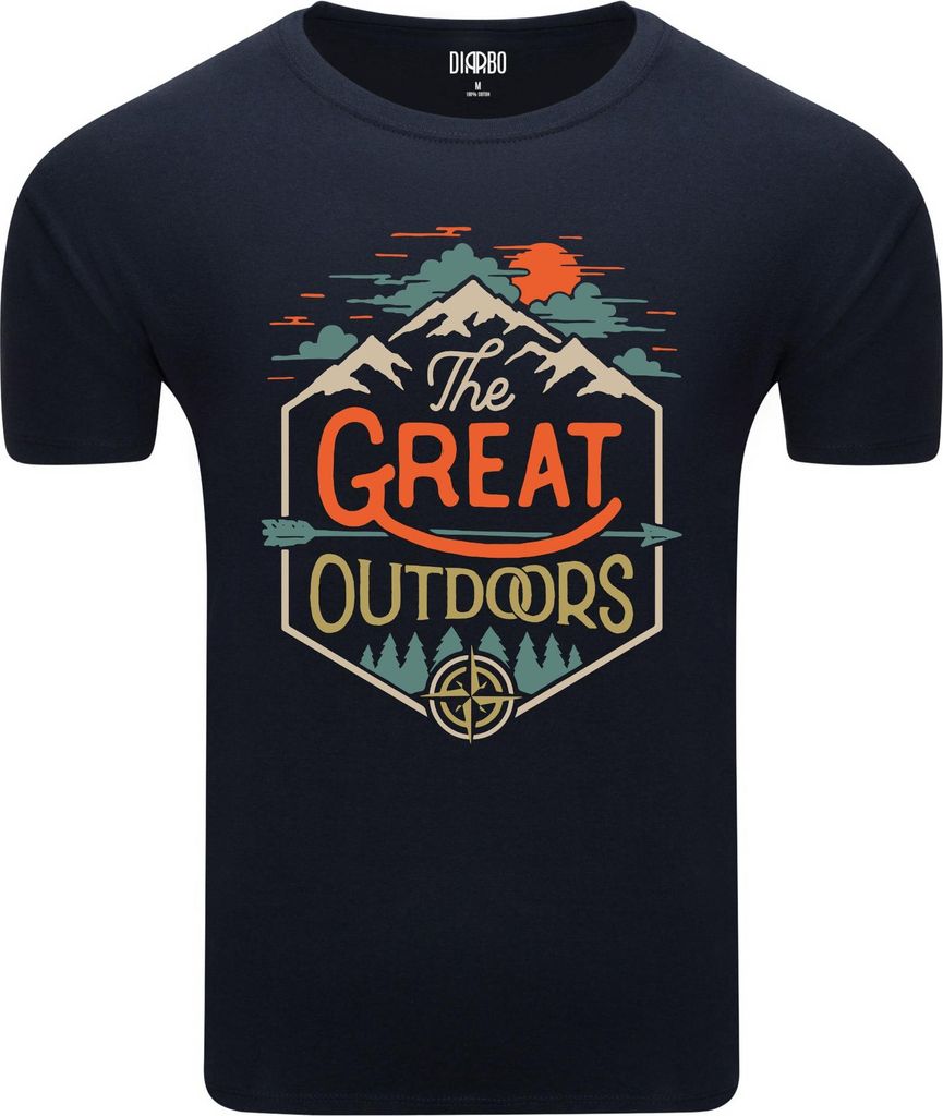 Diarbo Herren T-Shirt mit Naturliebhaber Druck Die freie Natur Dunkelblau Gr.XL