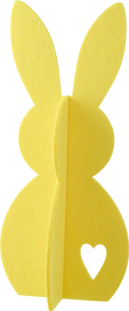 Lapin décoratif en feutre jaune J-Line - Idée déco Pâques grand format