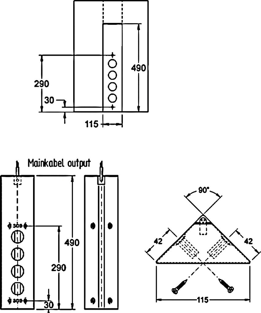 Energie-Ecksäule ST 3007/490 in SCHWARZ mit 4 Steckplätzen / Mehrfachsteckdose / Ecksteckdose