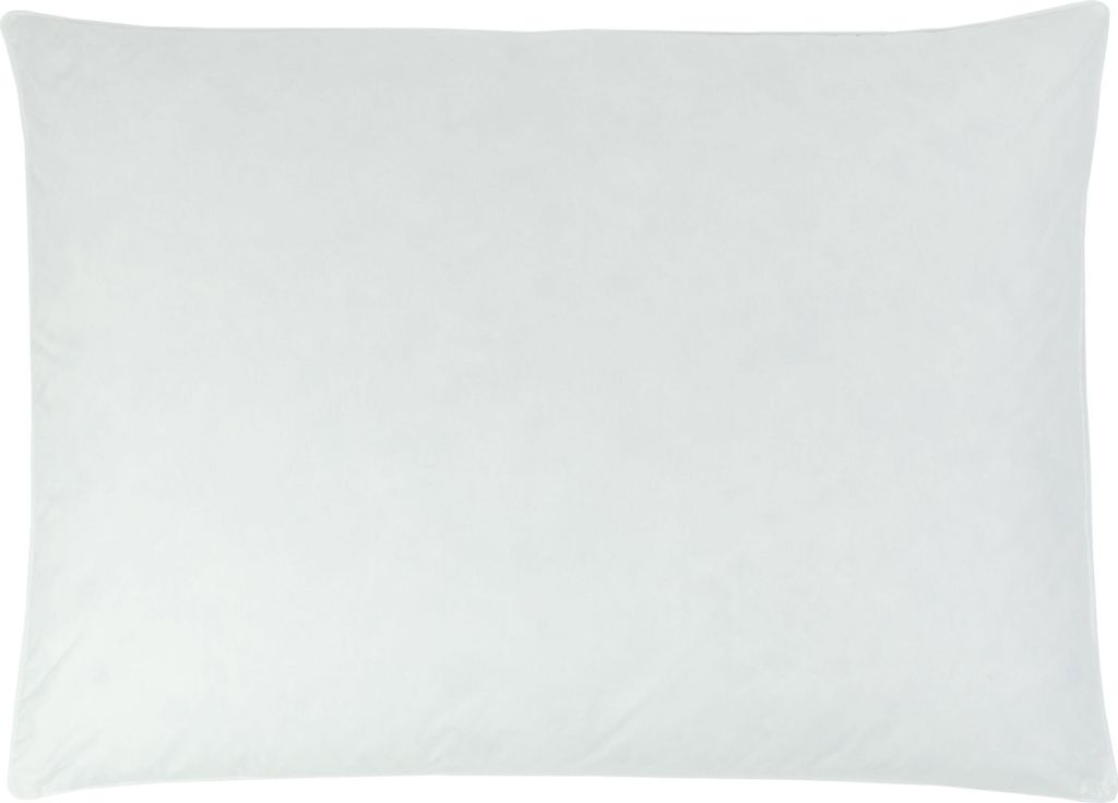 A plain white pillow on a white background.