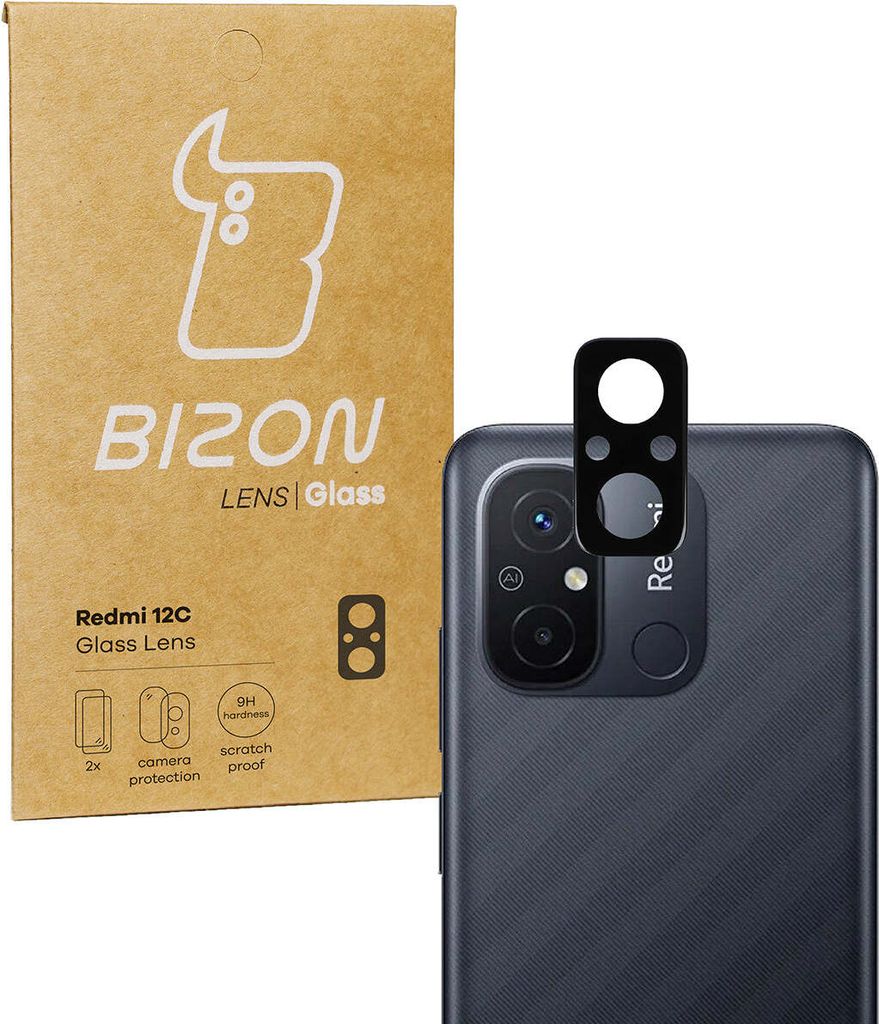 Bizon Glaslinse für Redmi 12C, 2 Stück