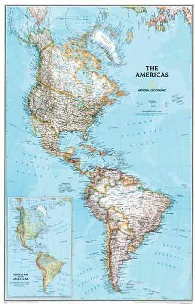 Weltkarte 1:31.854.000. Politische Wandkarte. Glänzende Laminierung. National Geographic