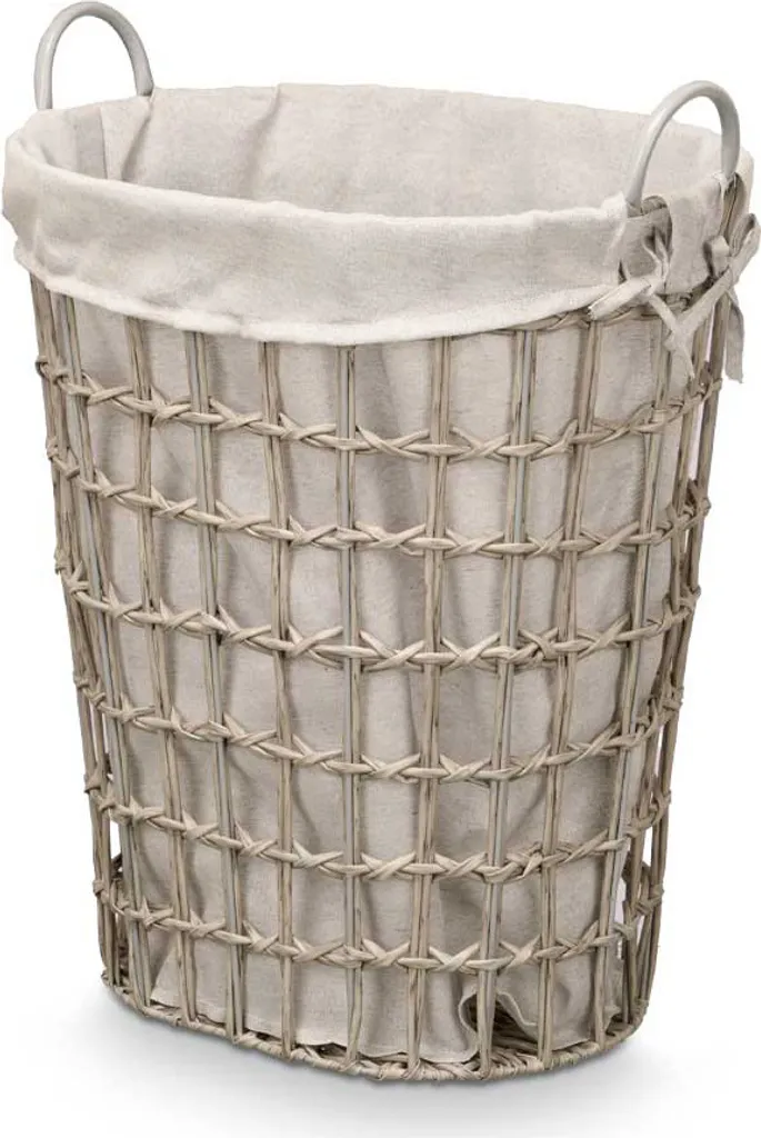 Cesto Portabiancheria Design Moderno 58cm Grigio con Manici
