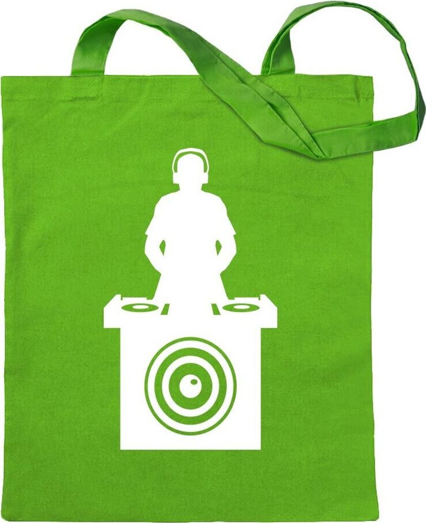 Kiwistar - Baumwolltasche - hellgrün - DJ Music Bass Disc Jockey - Tragetasche Stoffbeutel Umhängetasche Langer Henkel