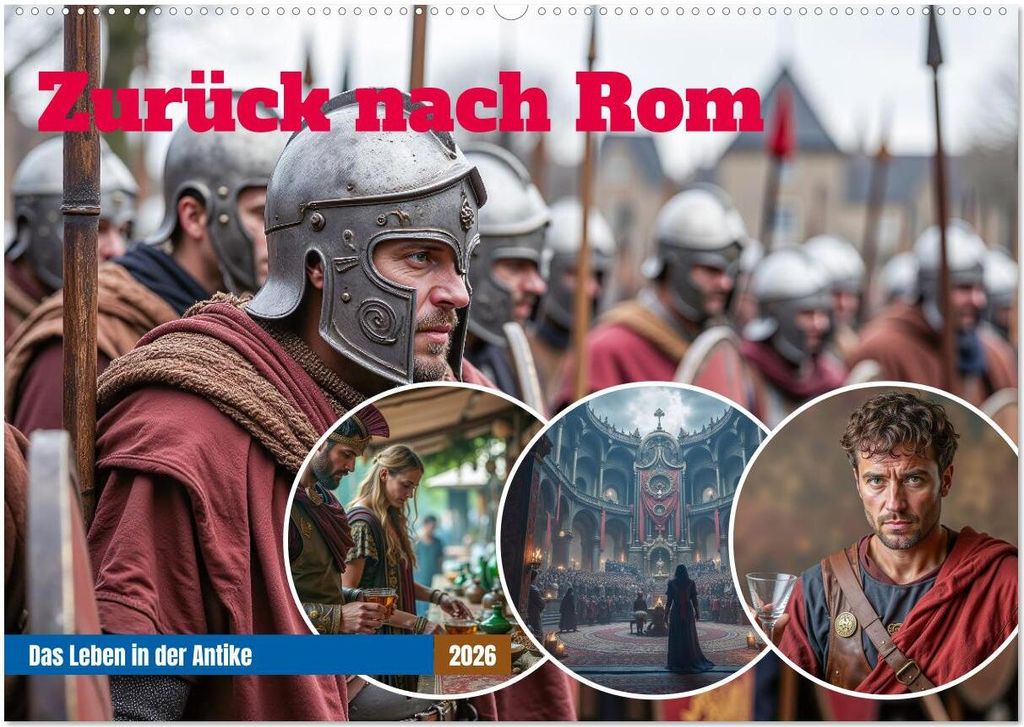 Zurück nach Rom - Das Leben in der Antike (Wandkalender 2026 DIN A2 quer), CALVENDO Monatskalender