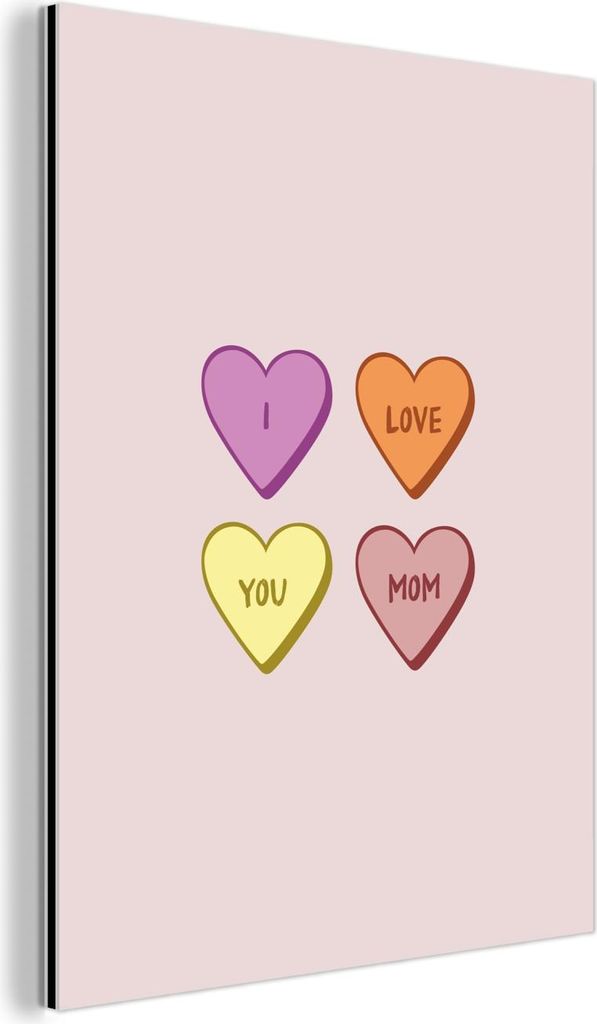 MuchoWow Wanddekoration Metall Metallbild Wandkunst 90x120 cm Herzen - Pastell - Liebe - Mutter MuchoWow Aluminium Gemälde - Industrial