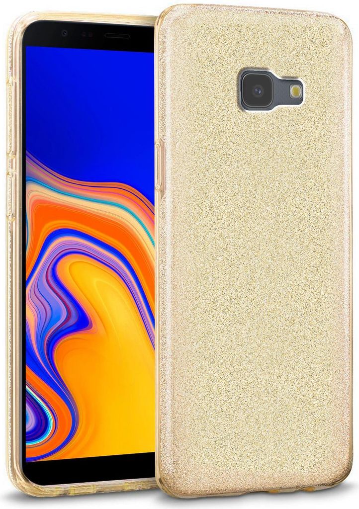Handy Case für Samsung Galaxy J6 Plus Hülle Glitzer Cover TPU Schutzhülle, Gold