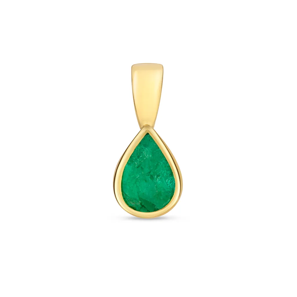 Petit Pendentif Or 375 et Émeraude Véritable 13x6mm - Éclat Précieux