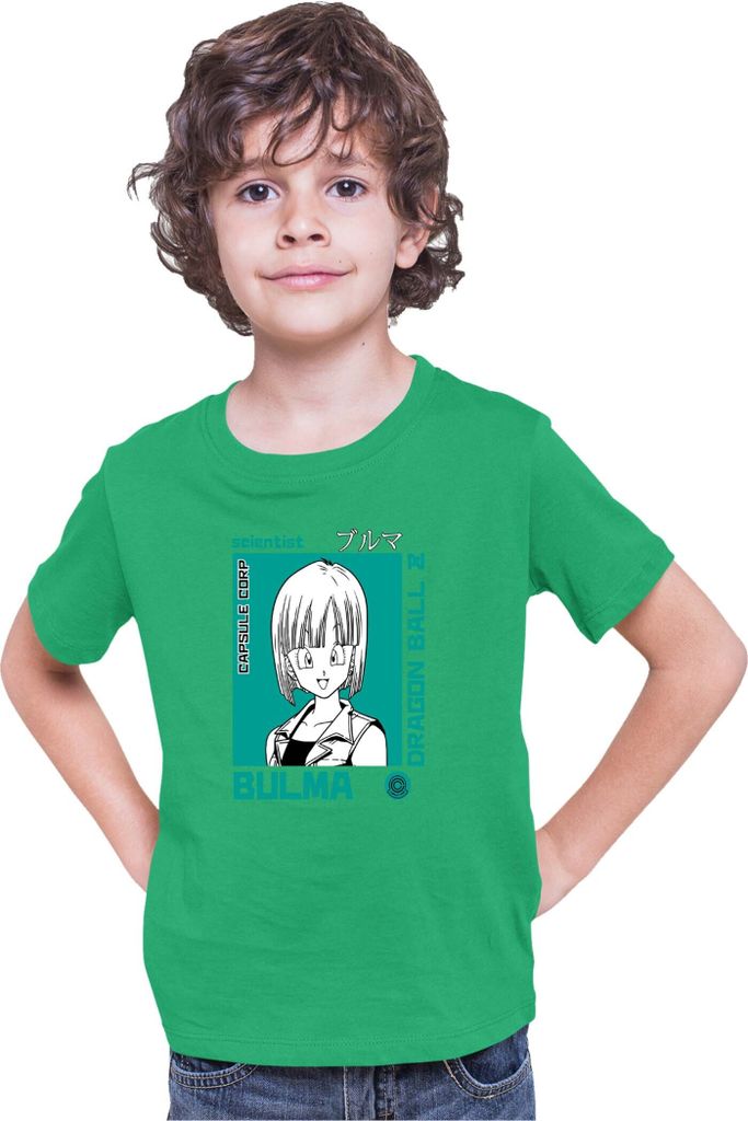 Kinder T-Shirt Dragon Anime Manga Ball Z Bulma 01, 12-13 Jahr - 152 / Grün