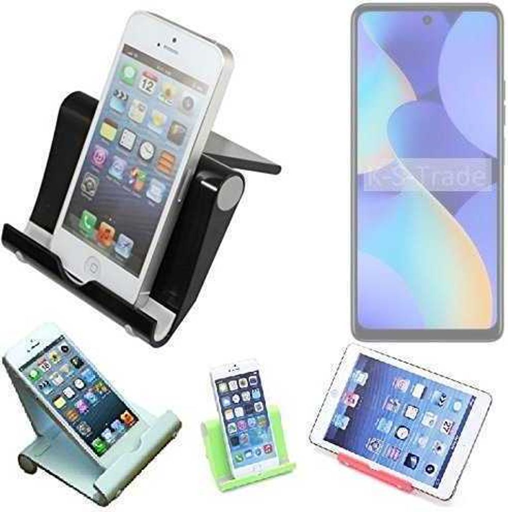 K-S-Trade Handy-Ständer kompatibel mit Tecno Spark 10 Pro faltbarer Tischständer Smartphone Tablet Halterung Reise