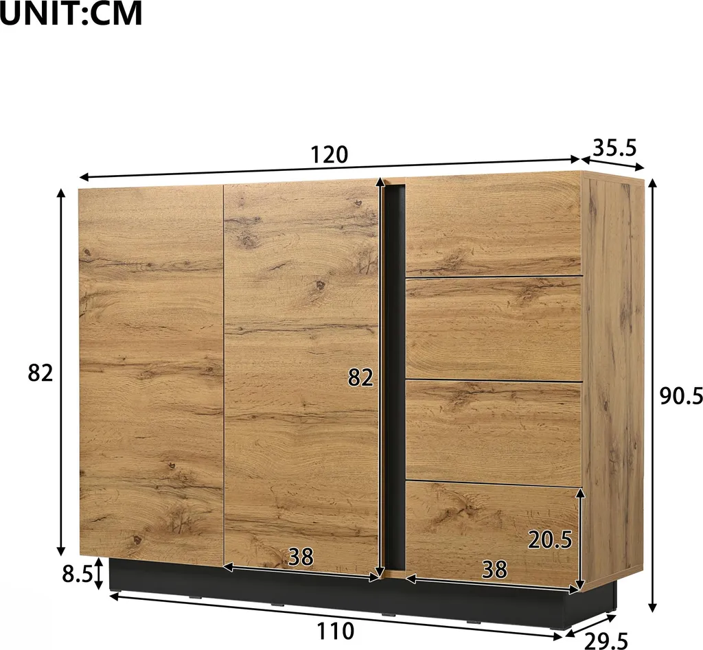 Meuble de salon pour optimiser l'espace avec buffet bas OKWISH - 4