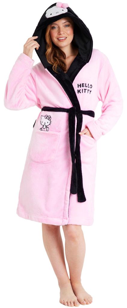 Hello Kitty Sanrio badjas voor dames, met capuchon, in het Productafbeelding 