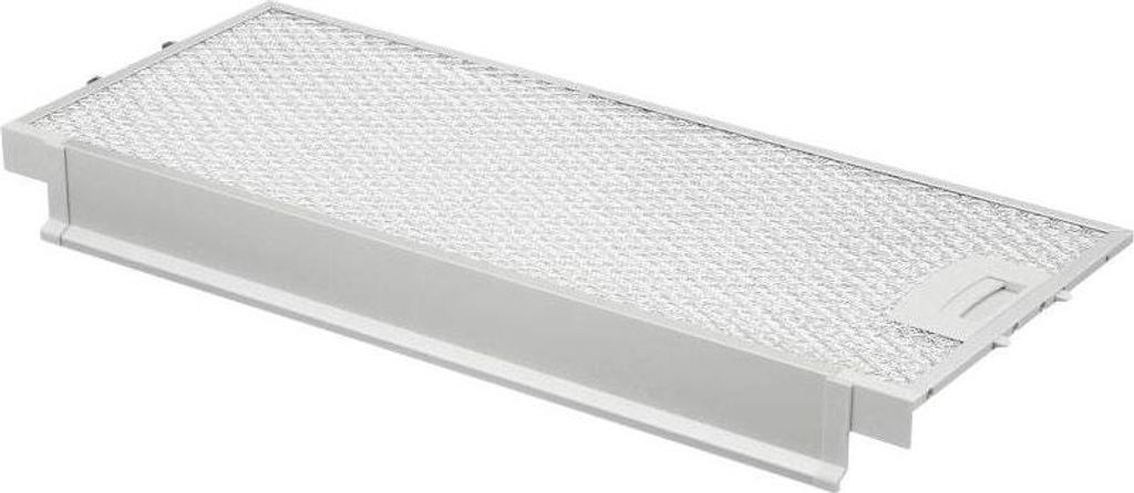 A metal filter for a kitchen hood is shown against a white background.