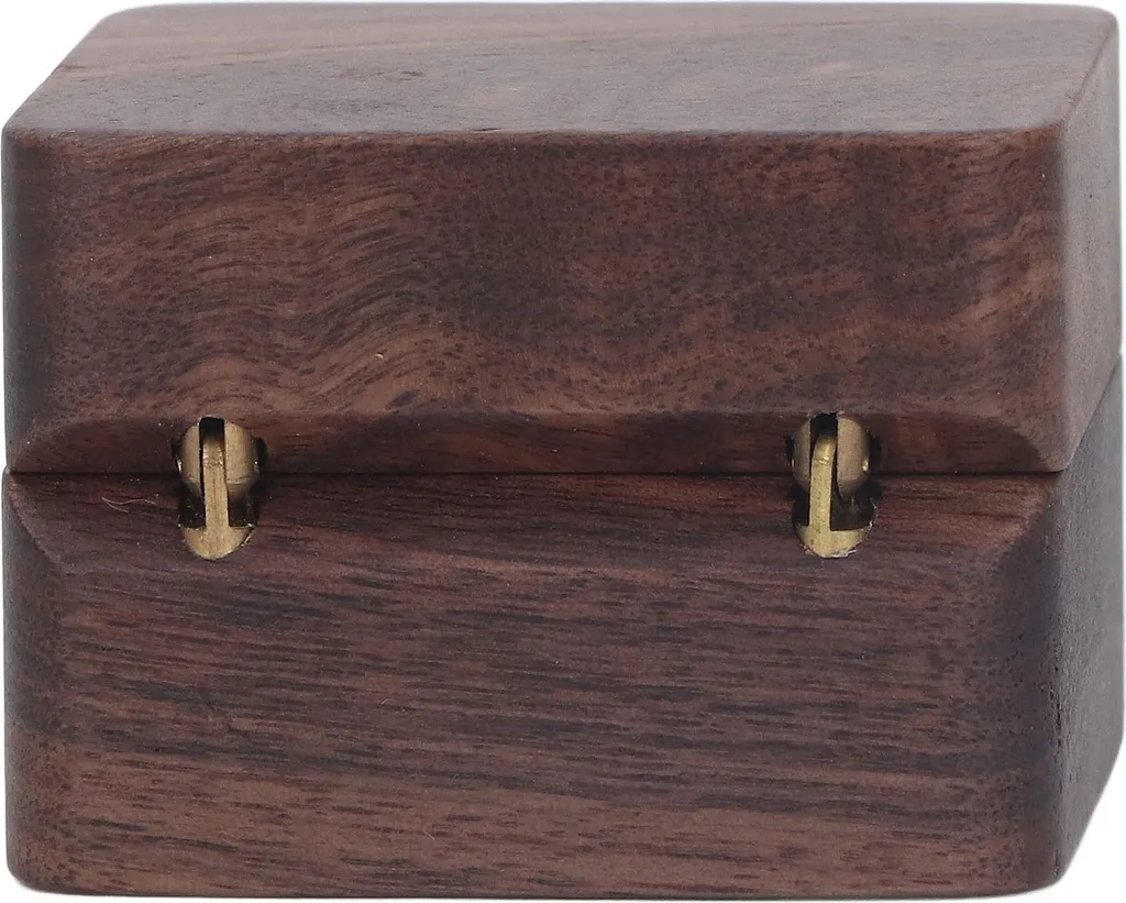 Fllyvly Scatola per Anelli in Legno di Noce (Caffè, 5x3.6cm) con Finestra Trasparente, Doppio Scomparto in Velluto Nero, per Proposte di Matrimonio, Fidanzamento e Gioielli porta anelli in legno