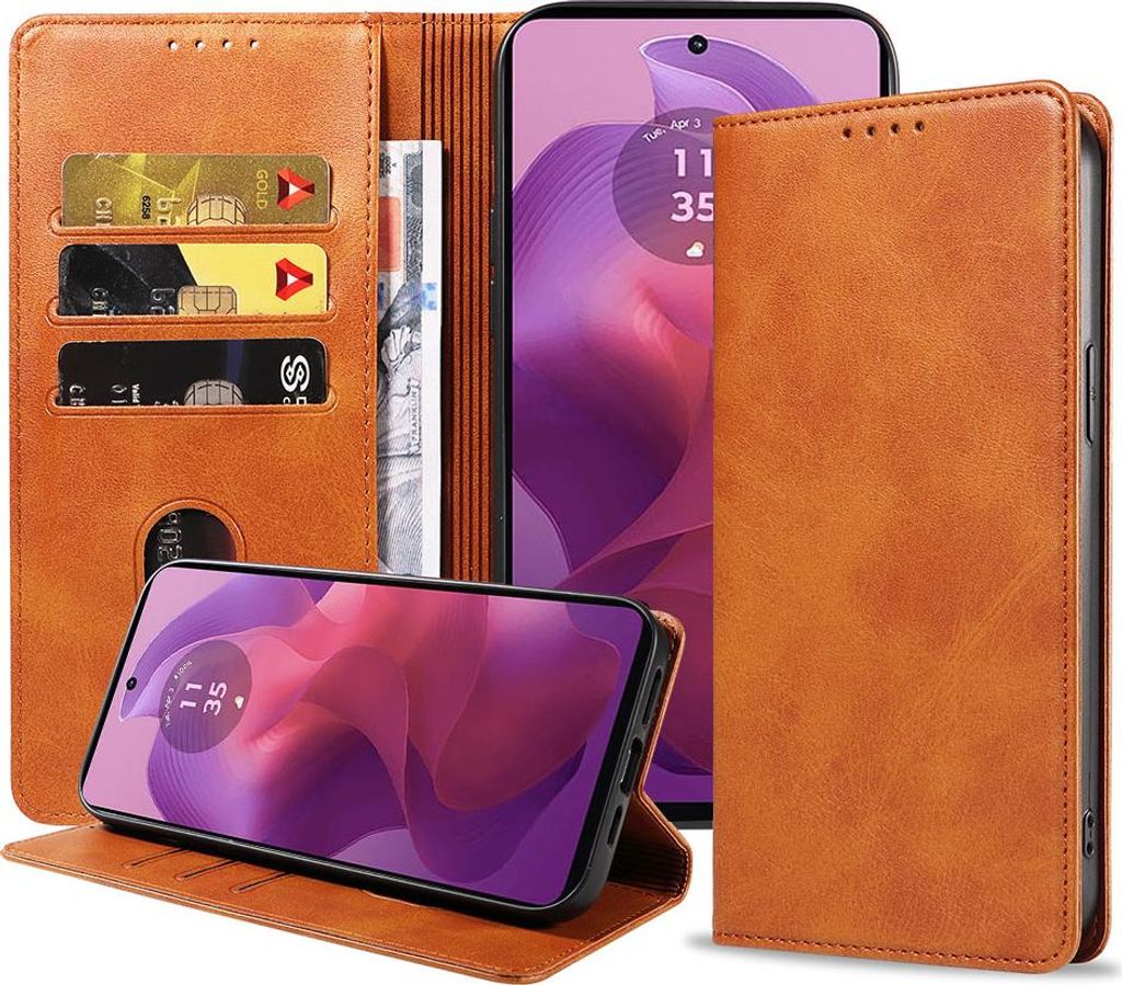 Geeignet für Motorola Moto G24 Handytasche Kunstleder mit Magnetverschluss und Kartenhalter Bookcase mit Klappe - Wallet Case mit Kartenfach - Bra...