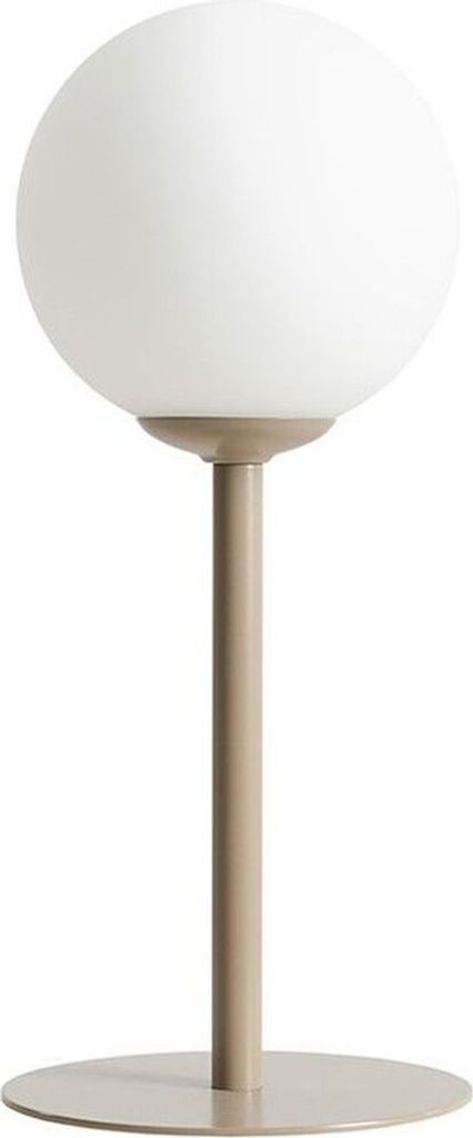 Tischlampe Glas Metall E14 35 cm hoch Beige Weiß Kugel Schirm rund Modern Tischleuchte