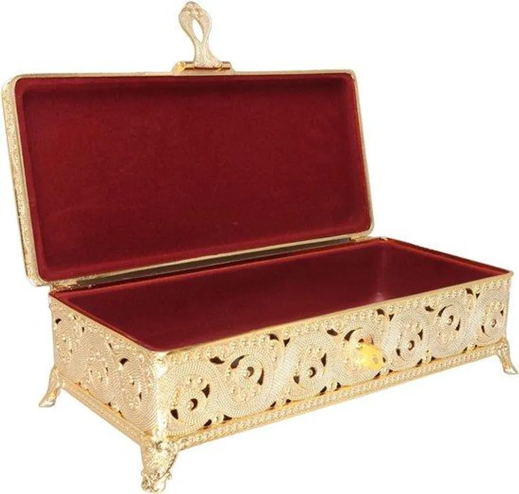 Boîte montre et bijoux rectangulaire en métal doré - Modèle Oréa L