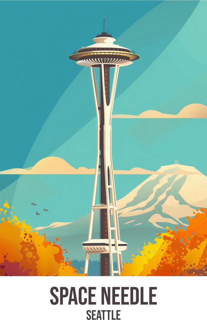 Plakat 20,5x28,4cm Space Needle