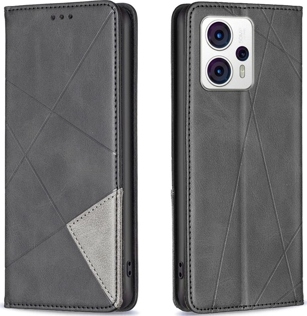 Mobigear Rhombus Slim Motorola Moto G13 Hülle Klapphülle - Schwarz