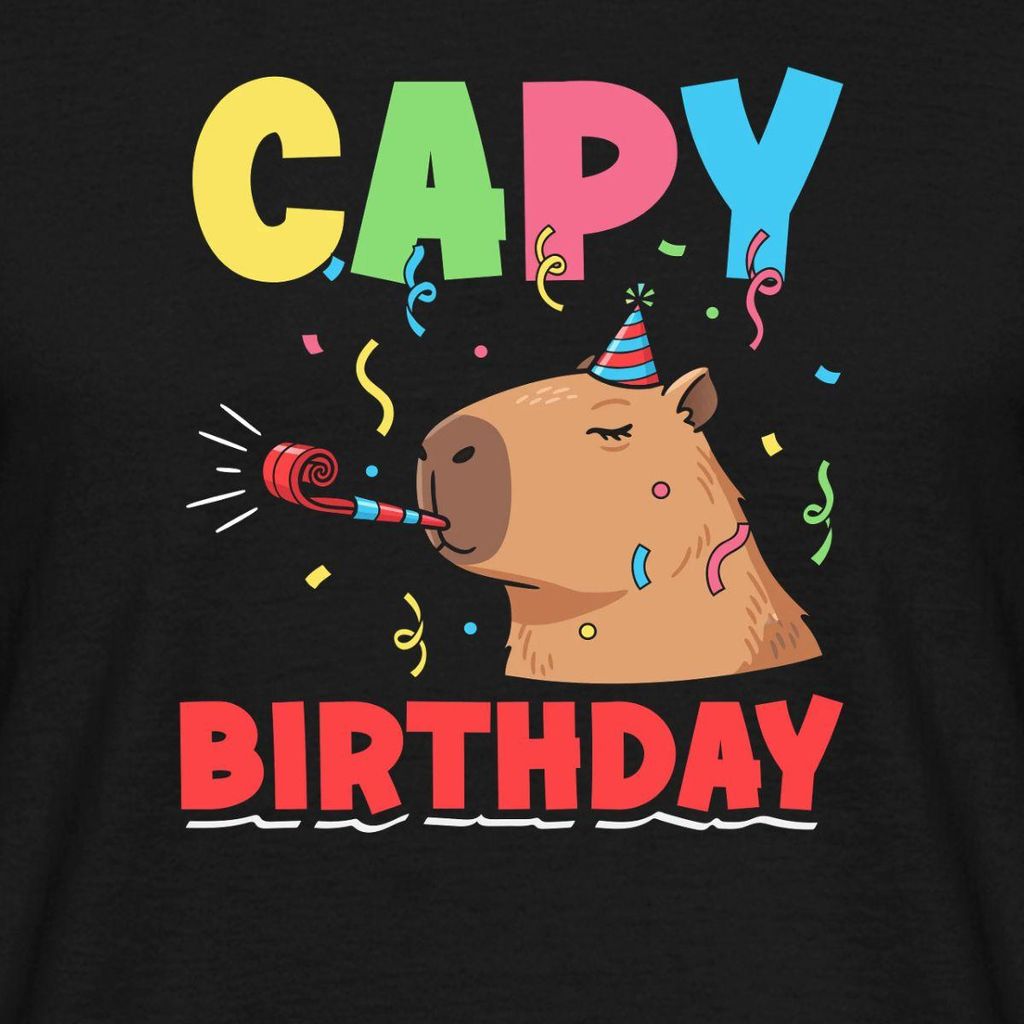 Spreadshirt Capy Birthday | Capybara Geburtstag Humor Männer T-Shirt, XXL, Schwarz