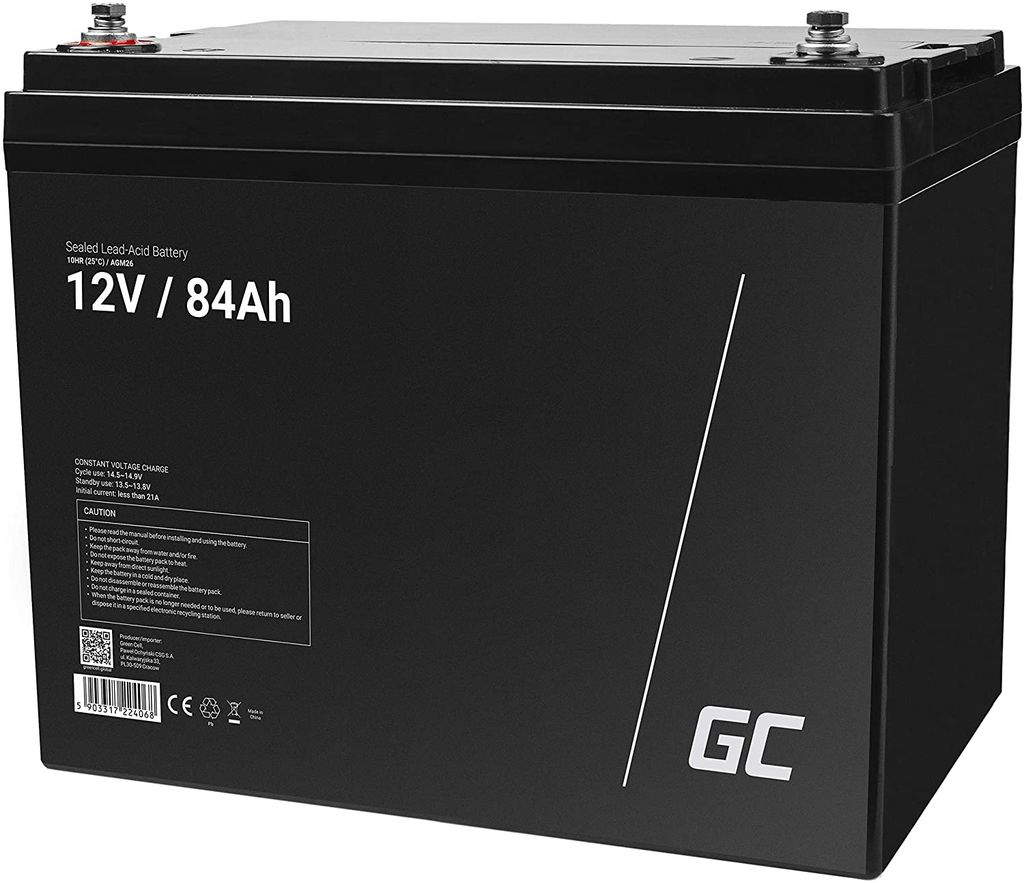 Green Cell AGM 12V 84Ah Akku VRLA Blei-Batterie Bleiakku Ersatzakku Gelakku Akkubatterie Zyklenfest Unbemann Caravan | Photovoltaik | Rollstuhl |...