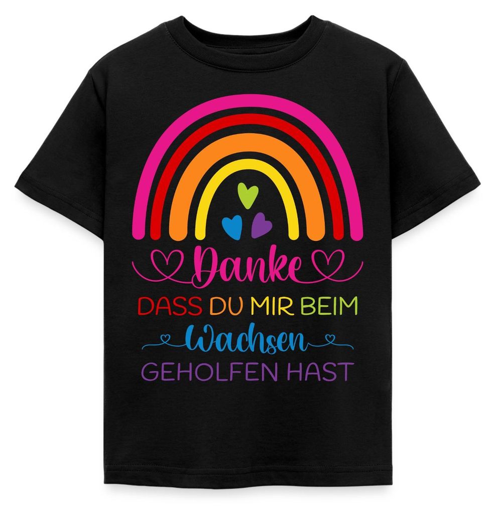 Spreadshirt Danke Erzieherin Lehrerin Abschiedsgeschenk Kinder T-Shirt, 98/104 (3-4 Jahre), Schwarz
