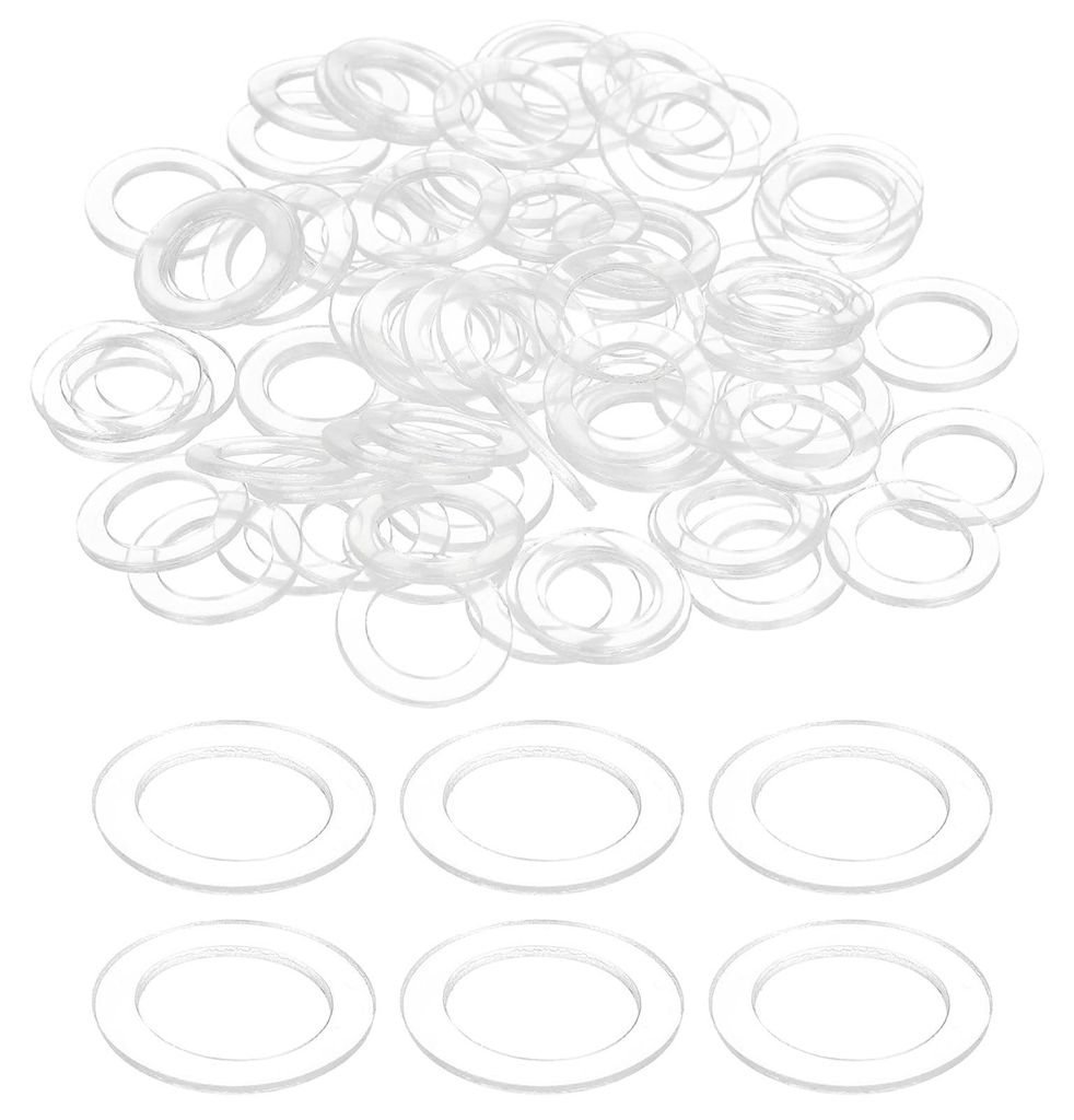 150 Stück Kunststoffringe M8x12x0,5 mm, runde Dichtringe, transparente Flachdichtungen, O-Ringe, Flachdichtringe für Schrauben, Muttern, Bolzen, ...