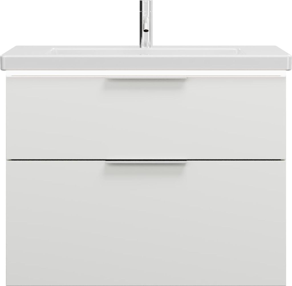 burgbad Eqio Keramik-Waschtisch inklusive Waschtischunterschrank mit LED-Beleuchtung, Breite 830mm, SEZA083F6582C0001G0146
