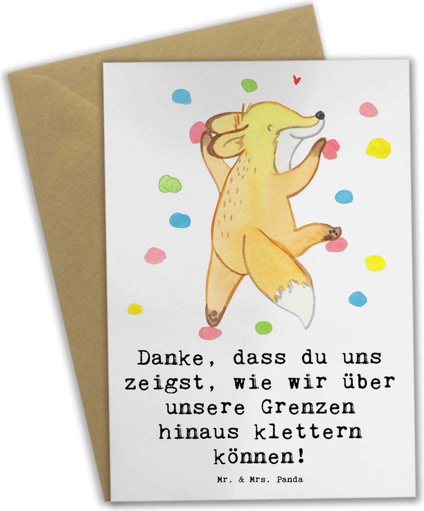 Mr. & Mrs. Panda babykarte Klettern Trainerin Dankeschön - Weiß - Geschenk, einladungskarten, Techniken, weihnachtskarten, Sportart, Inspiration....