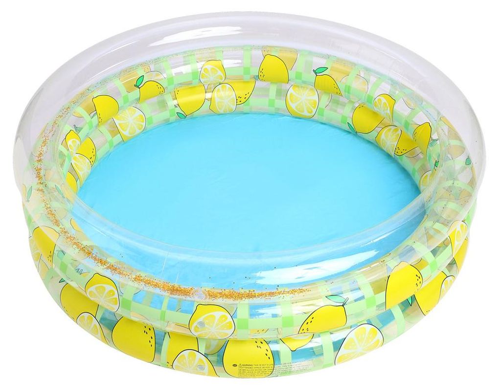 Aufblasbarer Kinderpool & Bällebad, Indoor Spielpool aus PVC, Planschbecken für Kinder ab 3 Jahren, 90cm, Zitrone