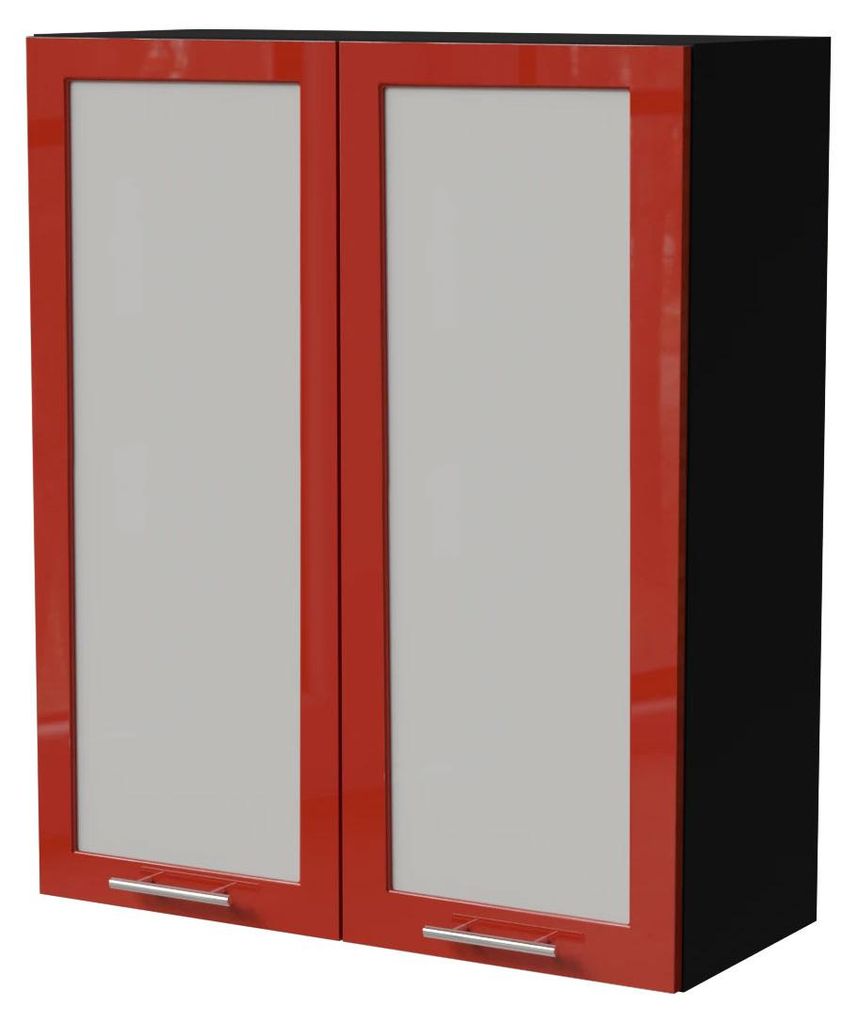 XL Küchenhängeschrank BRERRA 80x96cm 2-türig Glas lackiert Farbe wählbar BR-W4S/80 RAL 3002 karminrot Hochglanz schwarz