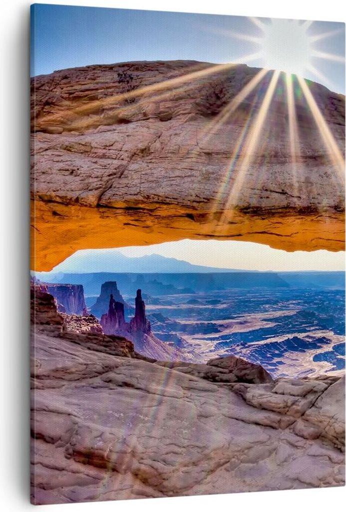 Bild auf Leinwand - Leinwandbild - Einteilig - Felsen Ansicht Landschaft - 50x70cm - Wand Bild - Wanddeko - Wandbilder - Leinwanddruck - Wanddekora...