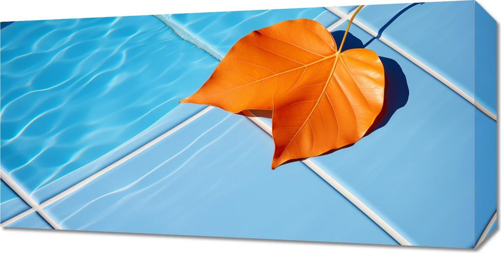 Bild 60x30cm Blatt am Wasser