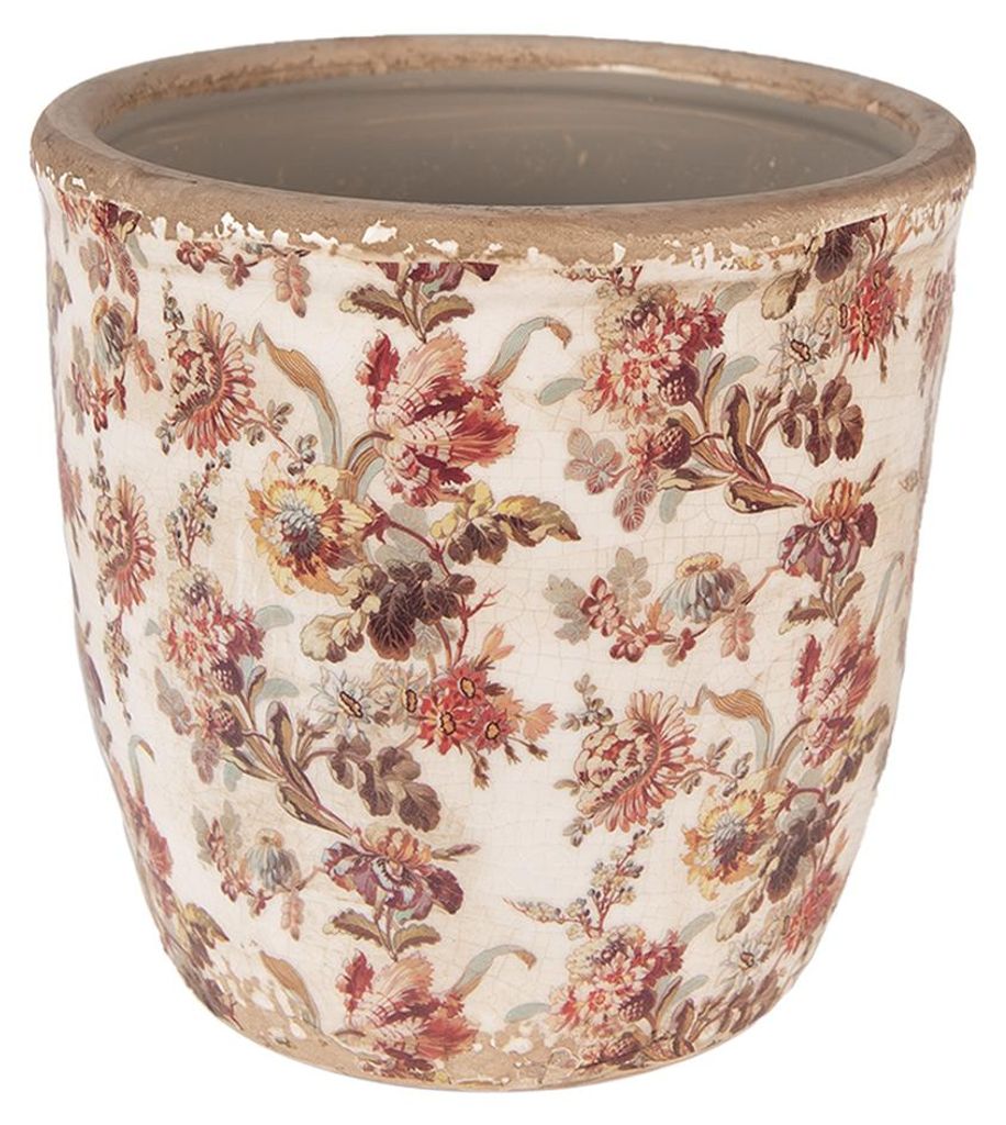 Clayre & Eef Pot de fleurs Ø 16x16 cm Beige Rose Céramique Image du produit 