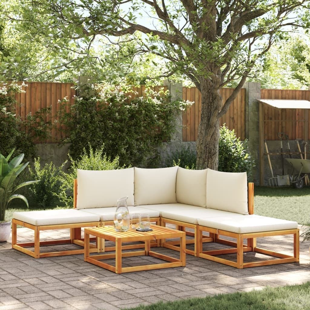 "Rabatt" 6-tlg. Gartensofa-Set mit Kissen Holz Akazie & Rattan - Lounge-Dining set CC10935