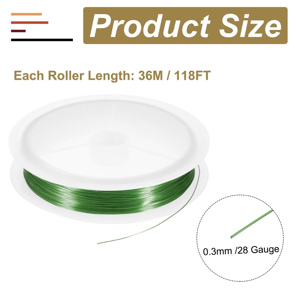 28 Gauge(0.3 mM) Kupferdraht fš¹r Schmuckherstellung, anlaufbest?ndiger Perlenfaden fš¹r Schmuckherstellung, Bastelbedarf, Grš¹n, 36M