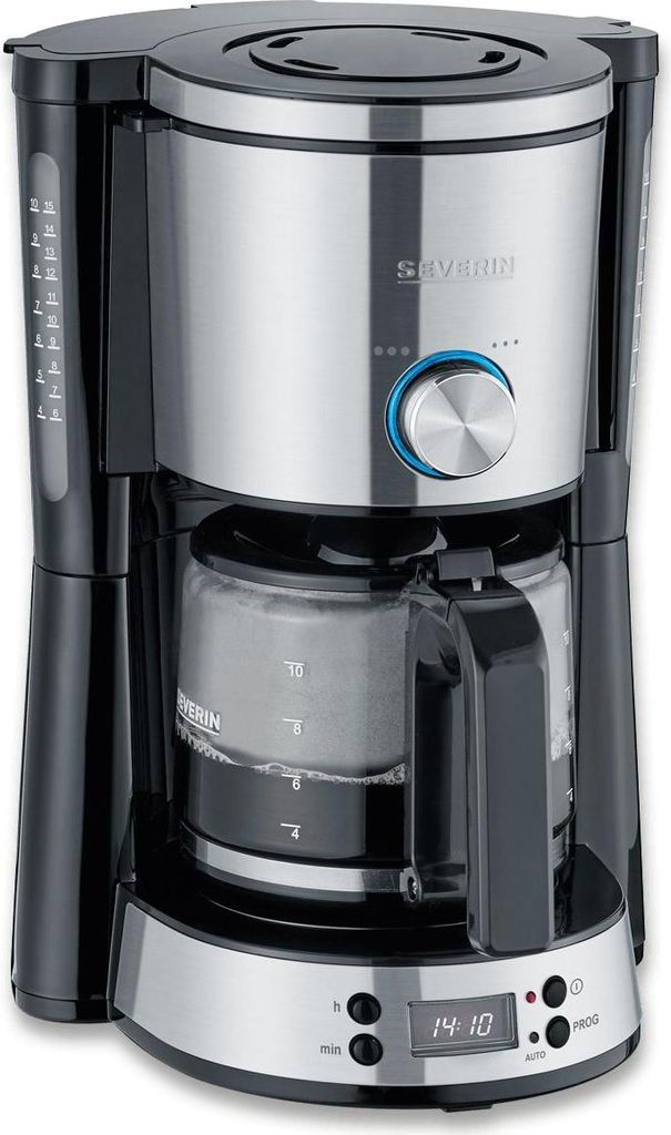 SEVERIN Kaffeemaschine TypeSwitch Timer KA 4826 aus Edelstahl, gebürstetschwarzsilber Kaffeemaschine Filterkaffee Kaffeezubereiter Filterkaffeema...