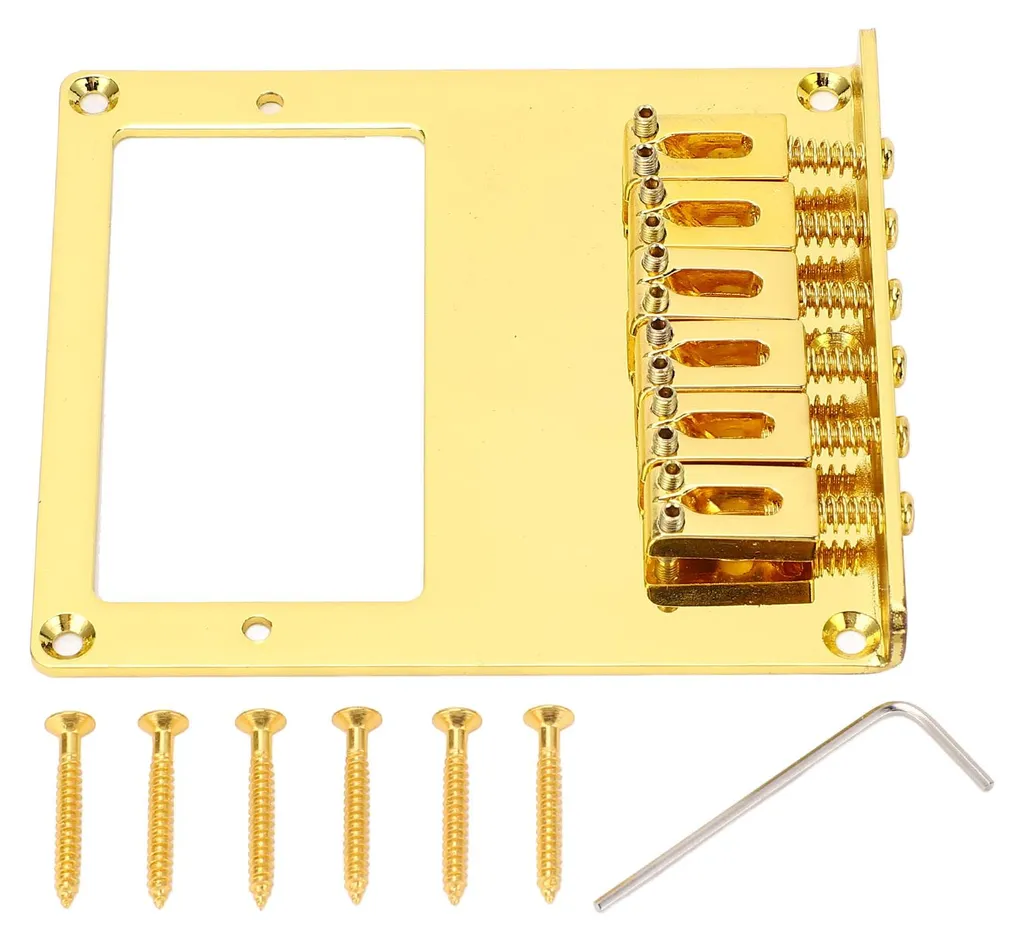 Chevalet 6 cordes finition or avec support micro Telecaster et inserts