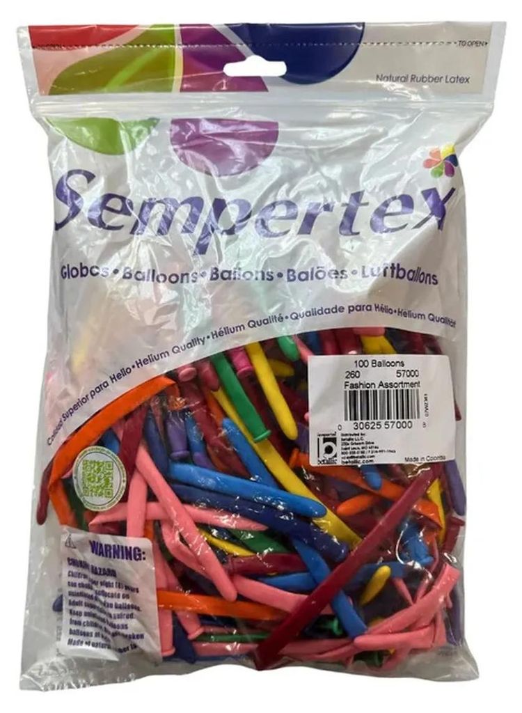 Megaform Ballons 260Q Modellieren - 100 Stück bunte Latex Produktbild 